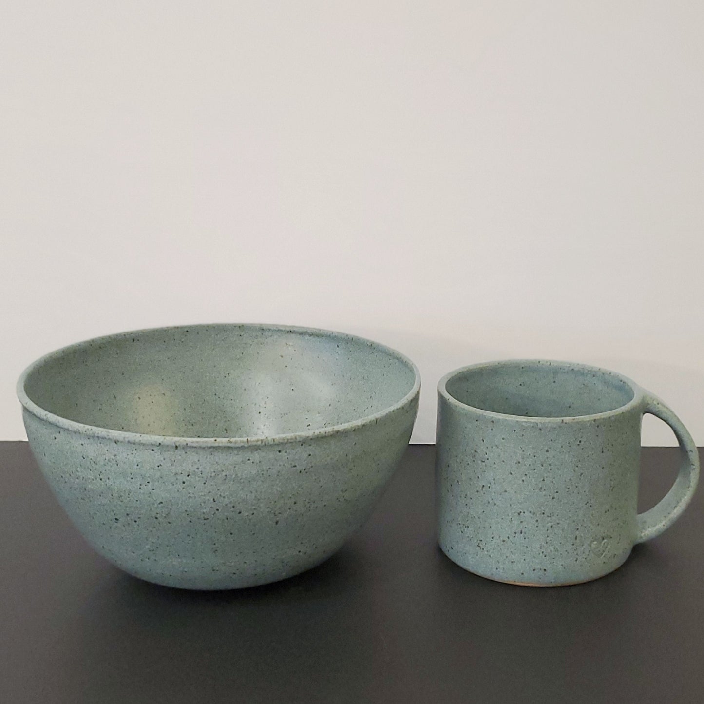 Speckled Matte Blue Ceramic Bowl