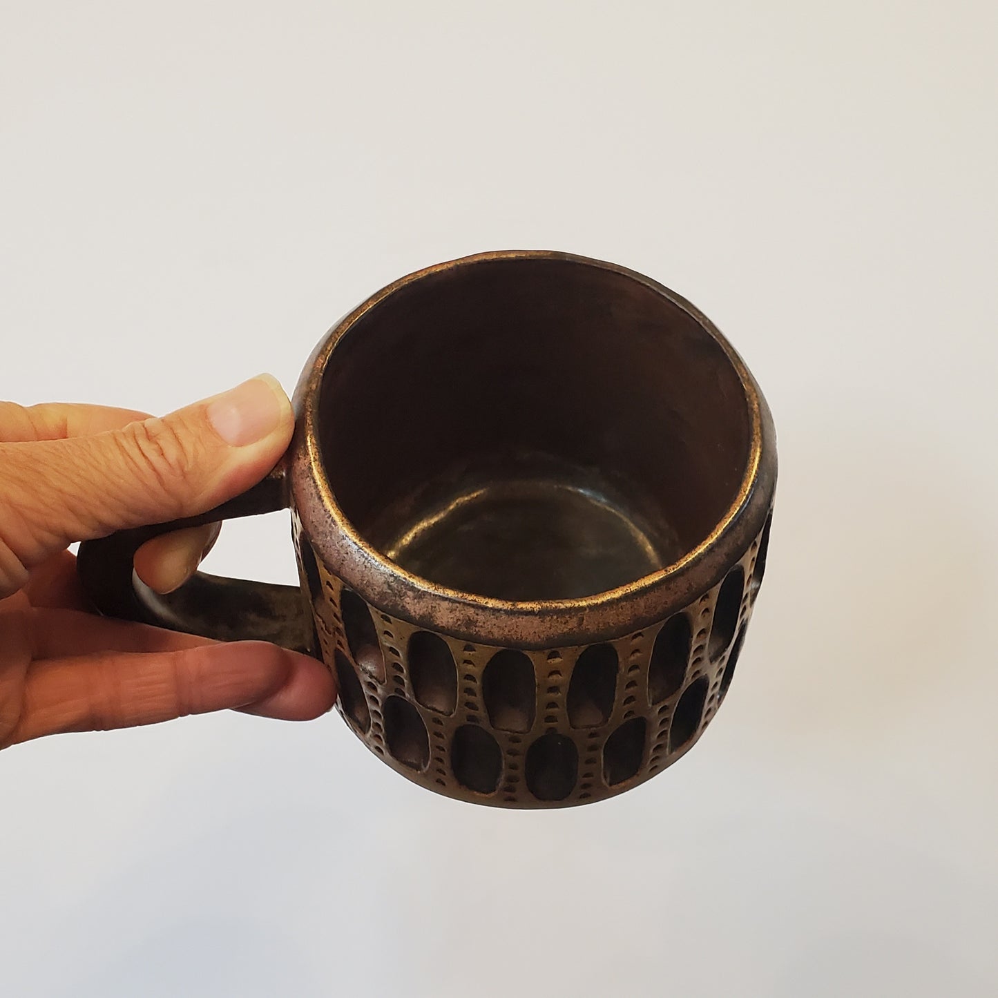 Bronzed Coliseum Carved Mug