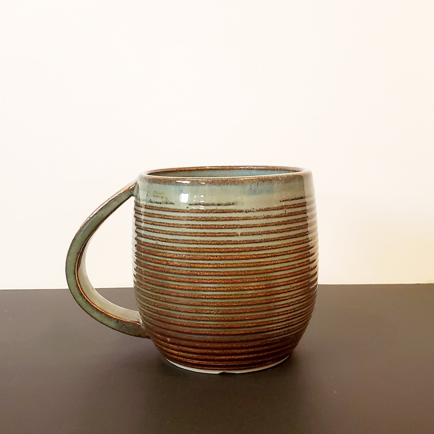 A Soft Blue Striped Ceramic Mug