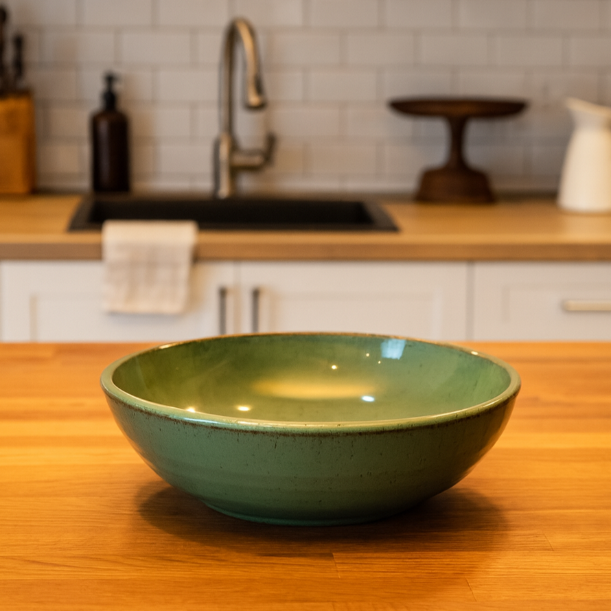Forest Green Ceramic Serving Bowl