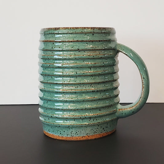 Ribbed Teal Ceramic Mug
