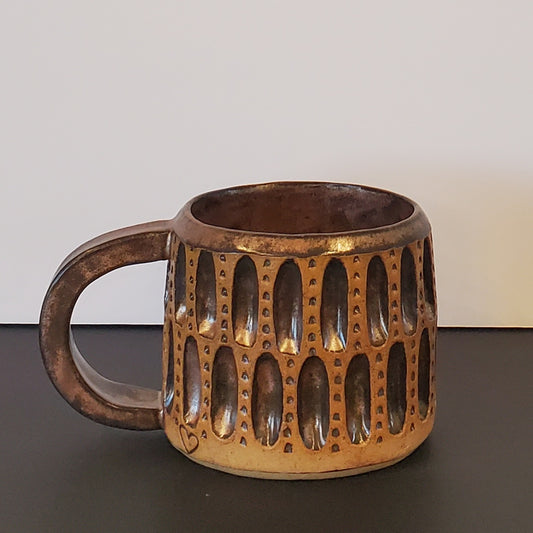 Bronzed Coliseum Carved Mug