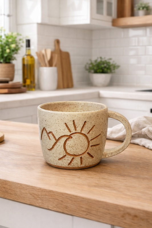 A Mountain, Ocean, and Sunshine Ceramic Mug